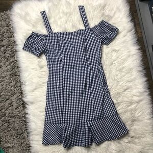 NWT new look gingham plaid ruffle dress medium